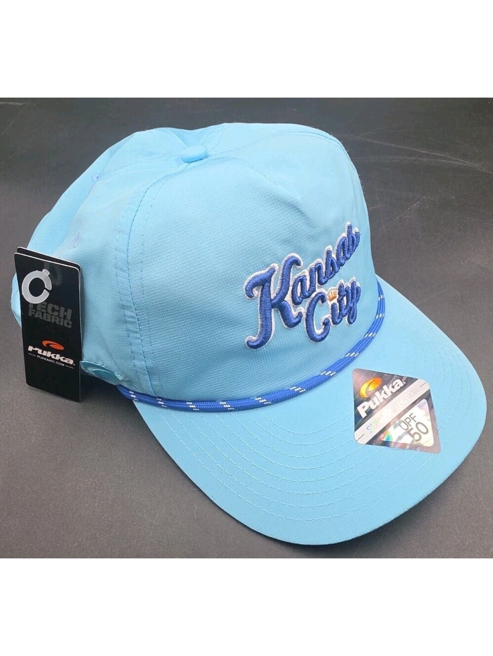 Pukka Kansas City Golf Rope Hat UPF 50 Performance Cap Baby Blue New Wicking ++